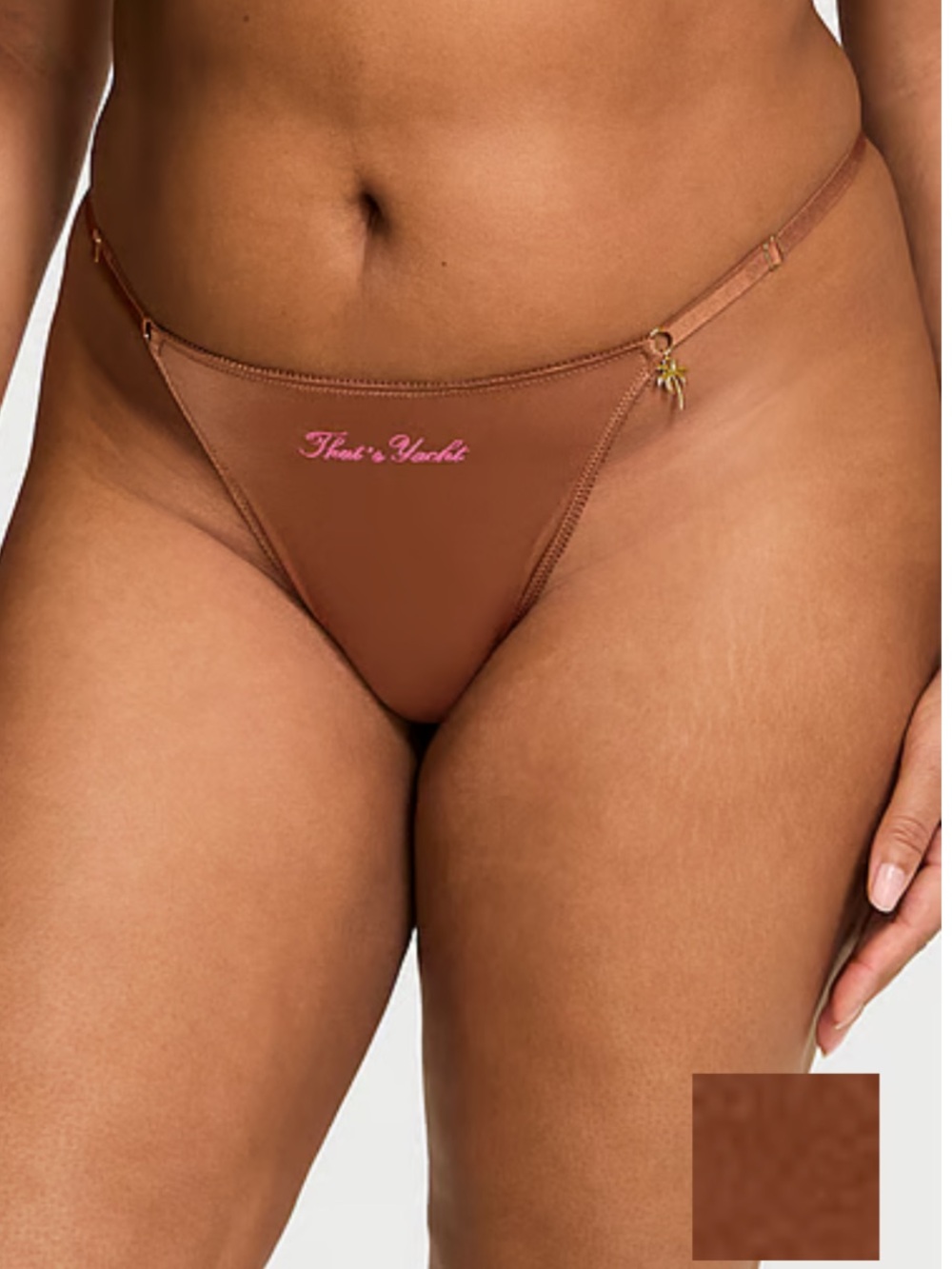 Victoria's Secret Carmel “That’s Yacht” Very Sexy Smooth 🌴Charm V-String Panty-S